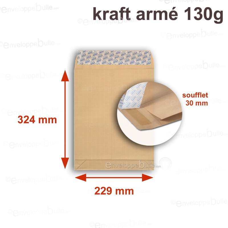 Pochettes Kraft à soufflet de 20 mm - 250 x 353 mm MAIL-MEDIA Lot de 250